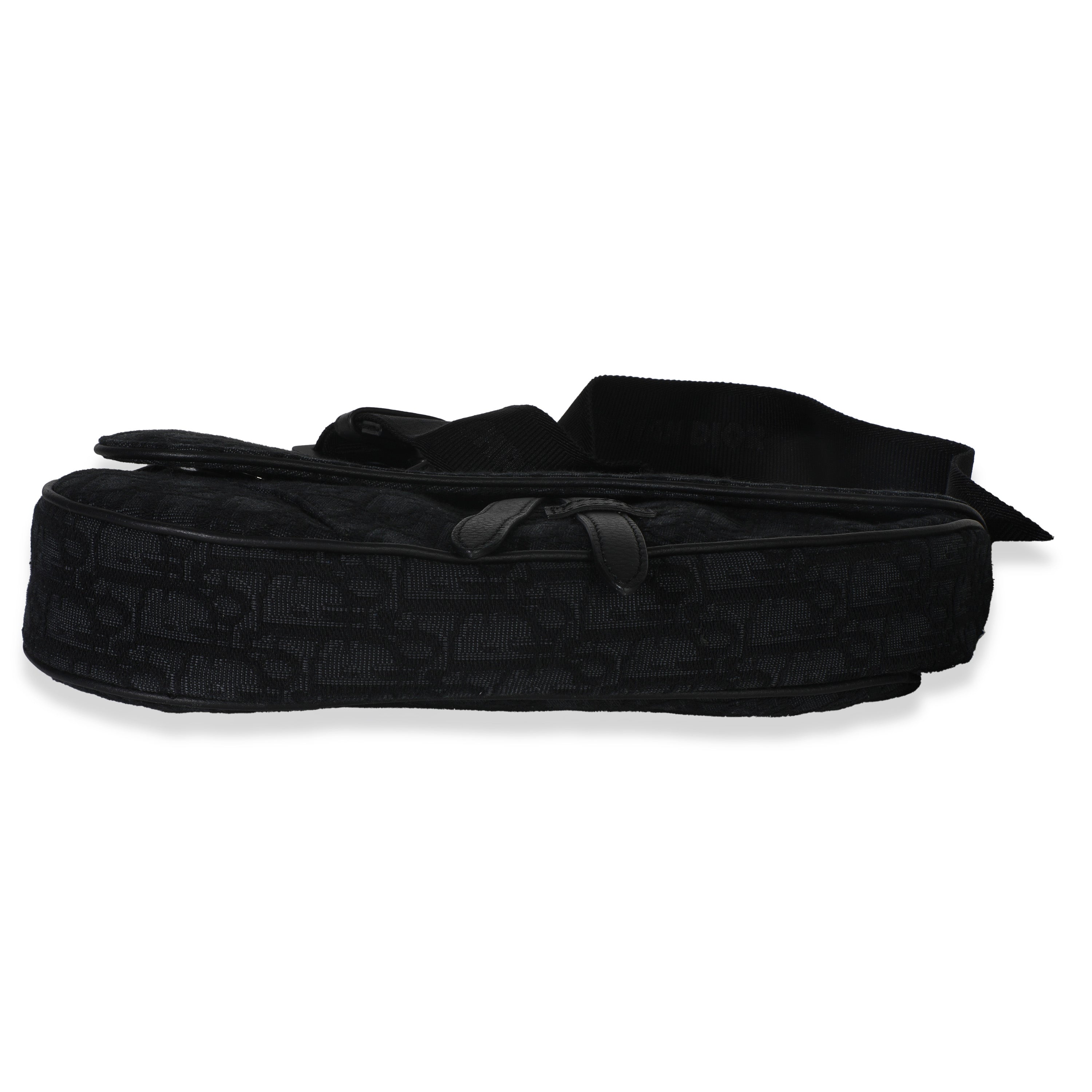 Christian Dior Black Oblique Jacquard Canvas Saddle Crossbody