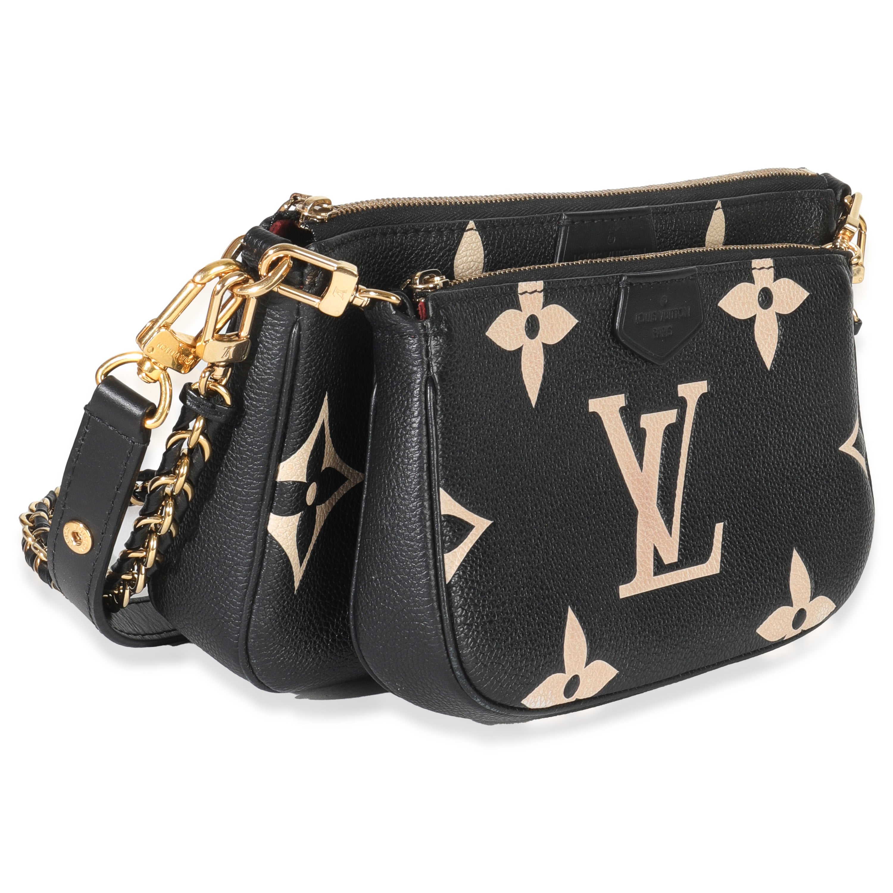 Louis Vuitton Black Beige Giant Monogram Empreinte Multi Pochette Accessories