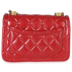 Chanel Red Quilted Puffy Calfskin Small Twist Your Buttons Flap Bag
