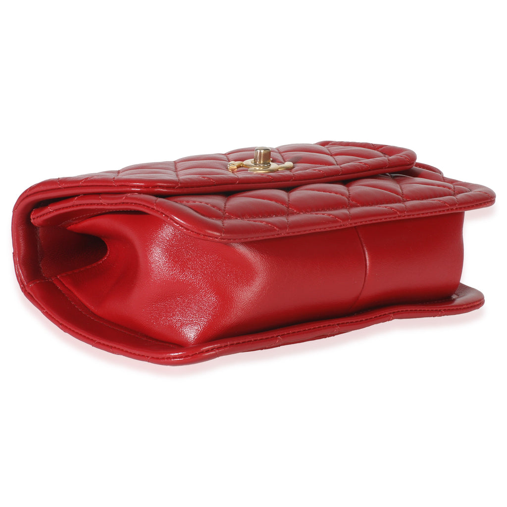 Chanel Red Quilted Puffy Calfskin Small Twist Your Buttons Flap Bag