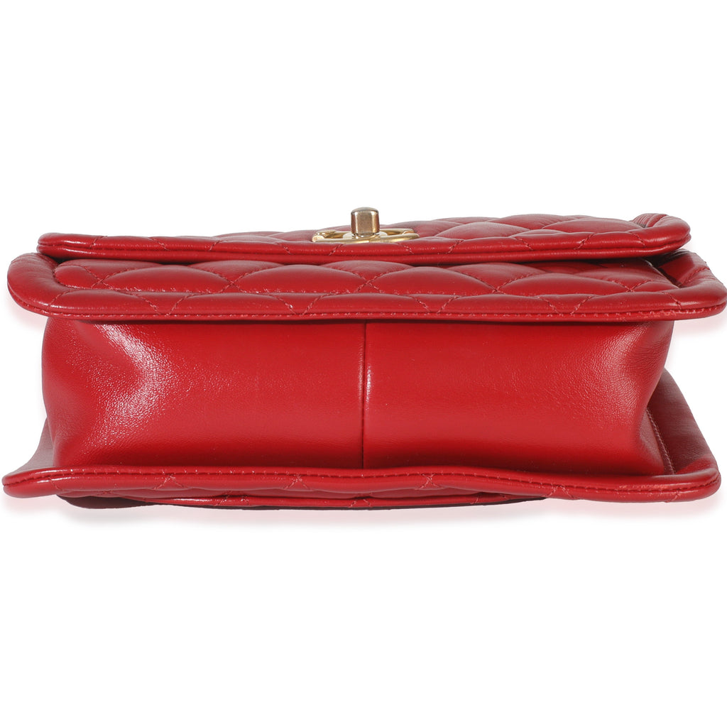 Chanel Red Quilted Puffy Calfskin Small Twist Your Buttons Flap Bag