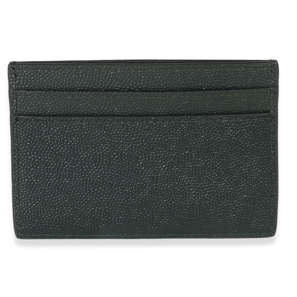Saint Laurent Dark Khaki Grain De Poudre Credit Card Case