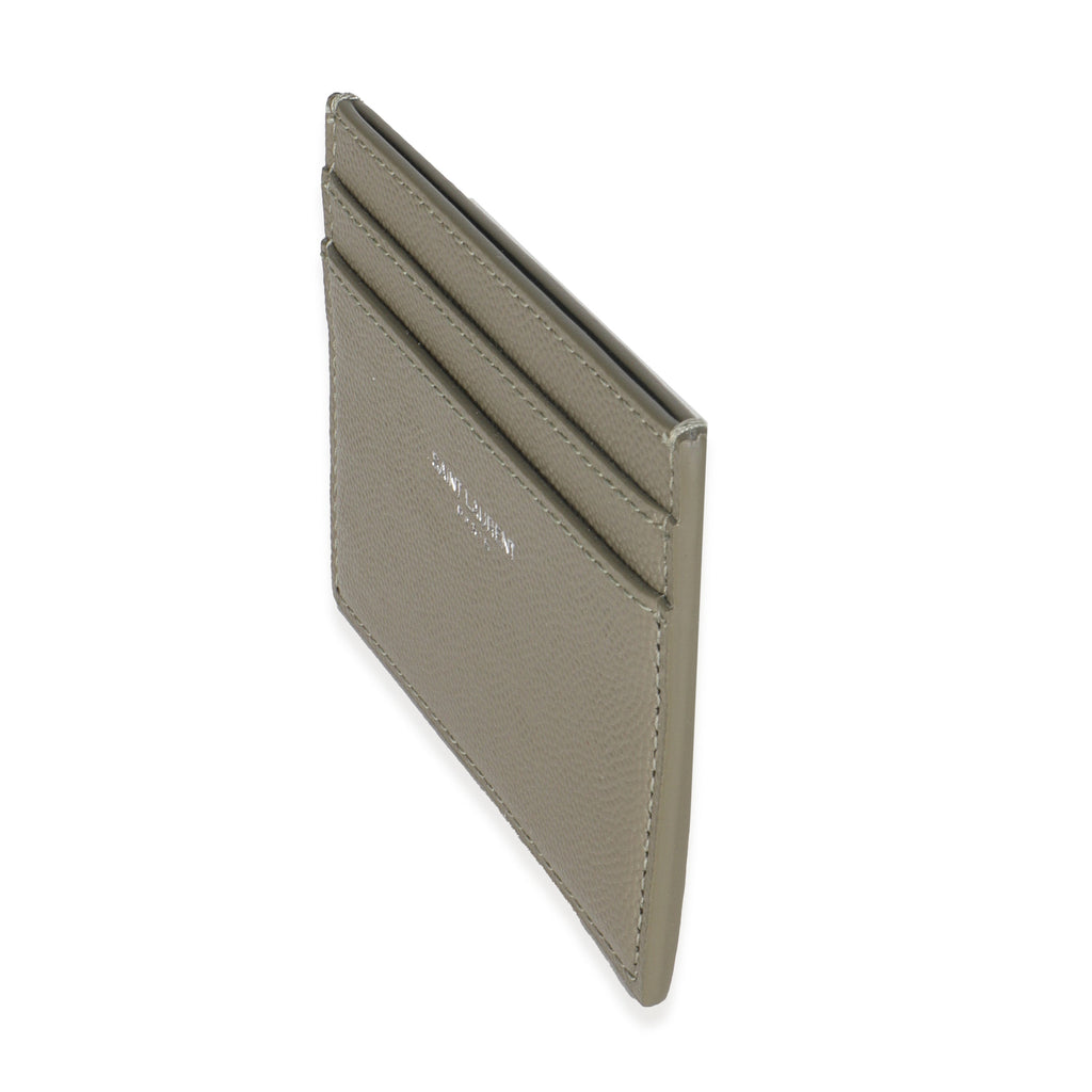 Saint Laurent Olive Green Grain De Poudre Credit Card Case