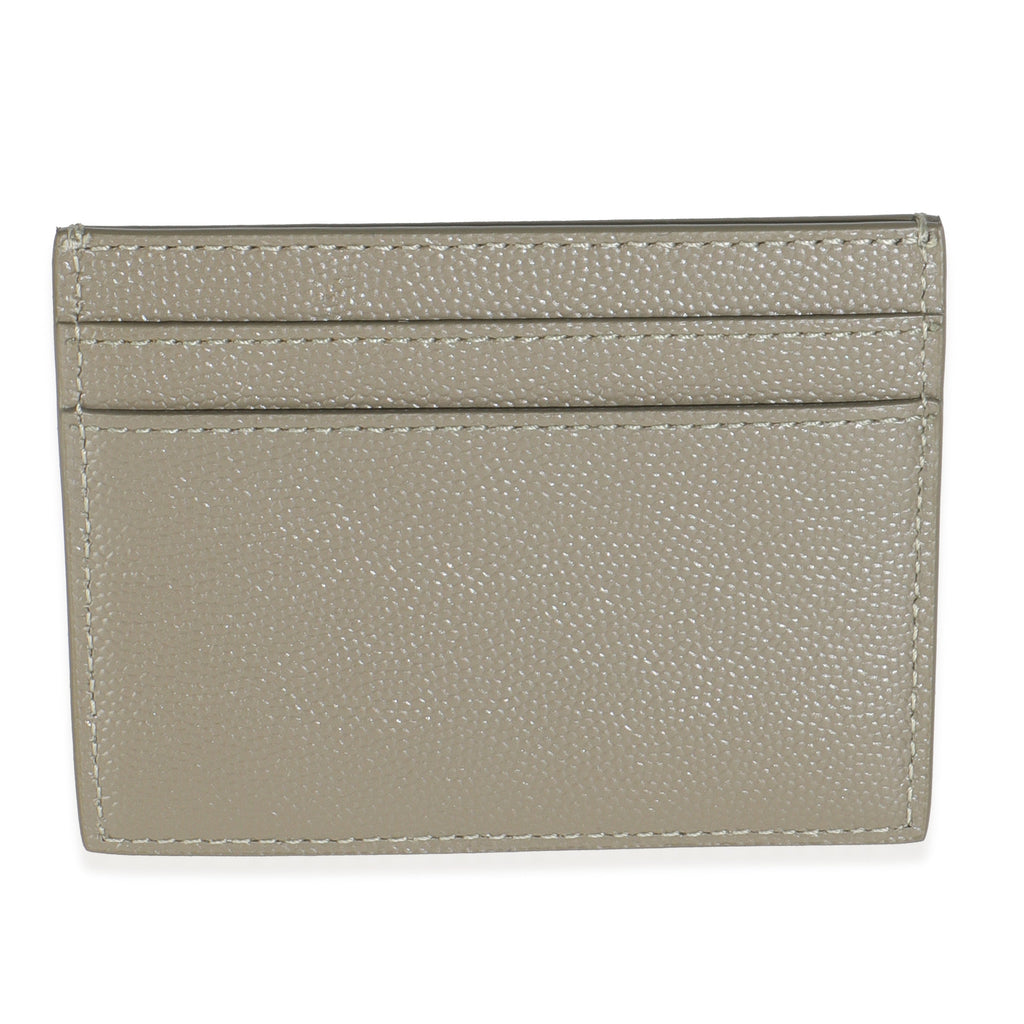 Saint Laurent Olive Green Grain De Poudre Credit Card Case