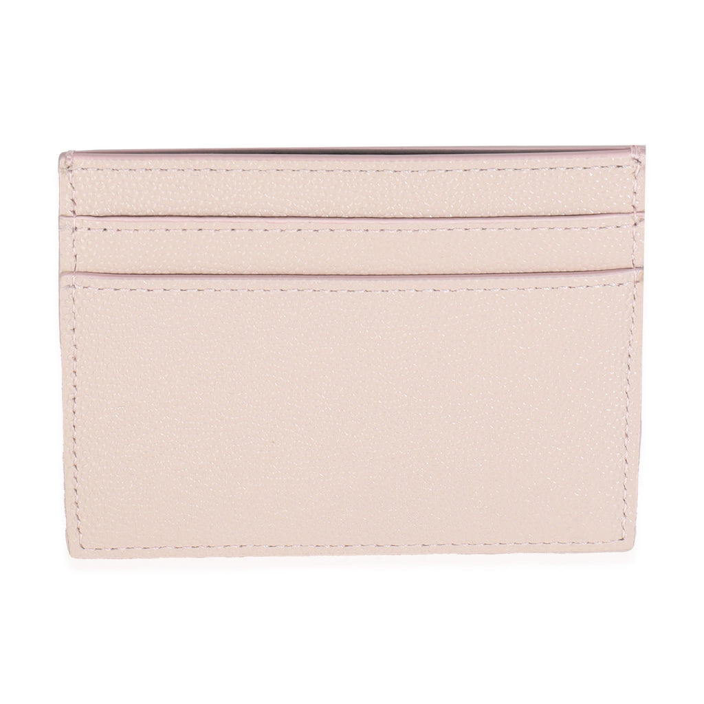 Saint Laurent Light Pink Grain De Poudre Credit Card Case