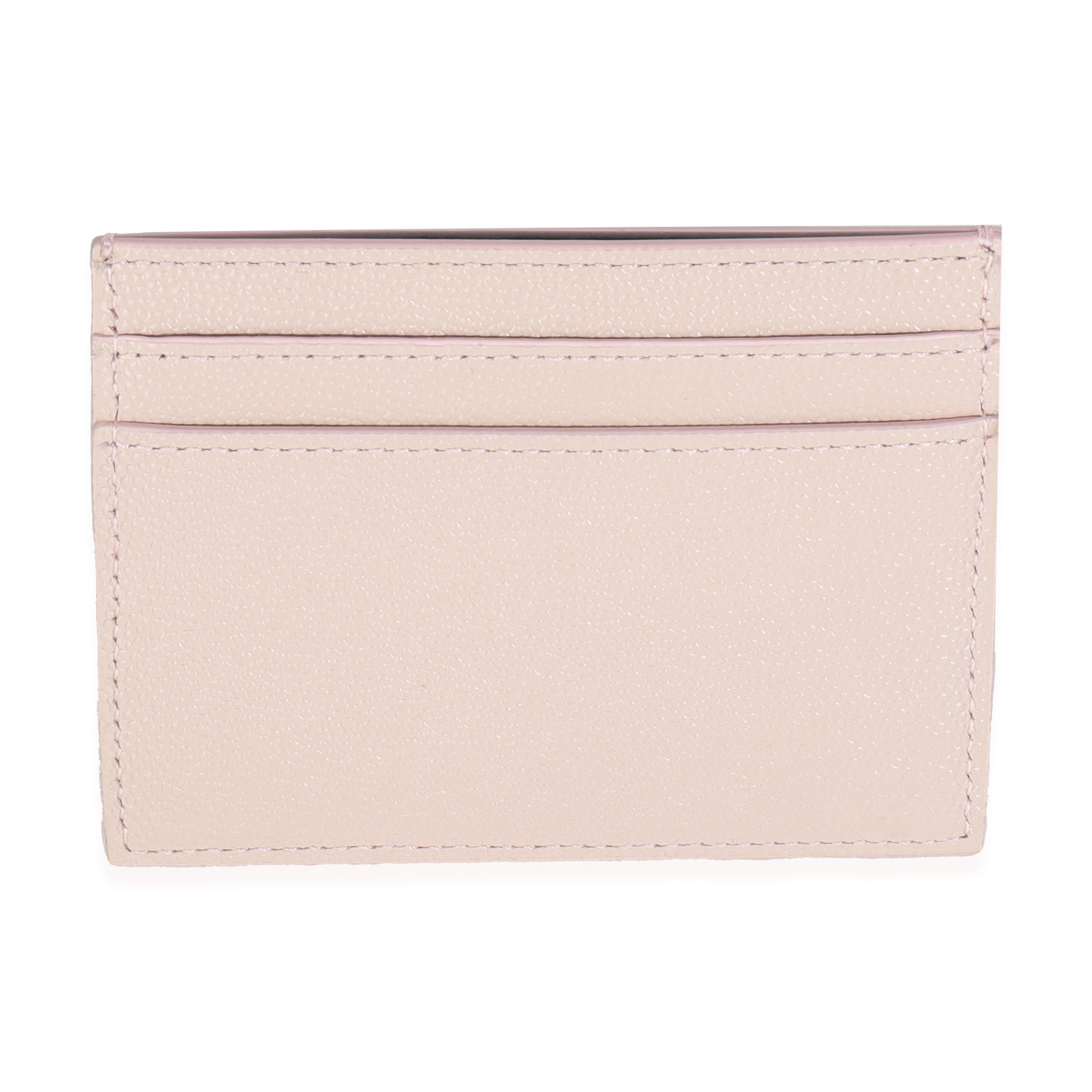 Saint Laurent Light Pink Grain De Poudre Credit Card Case