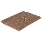 Saint Laurent Pale Pink Grain De Poudre Matelasse Cassandre Card Case