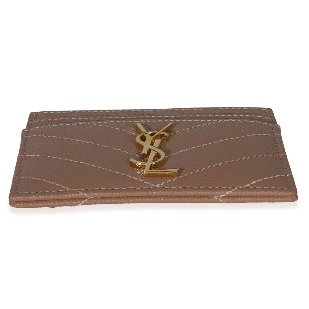 Saint Laurent Pale Pink Grain De Poudre Matelasse Cassandre Card Case