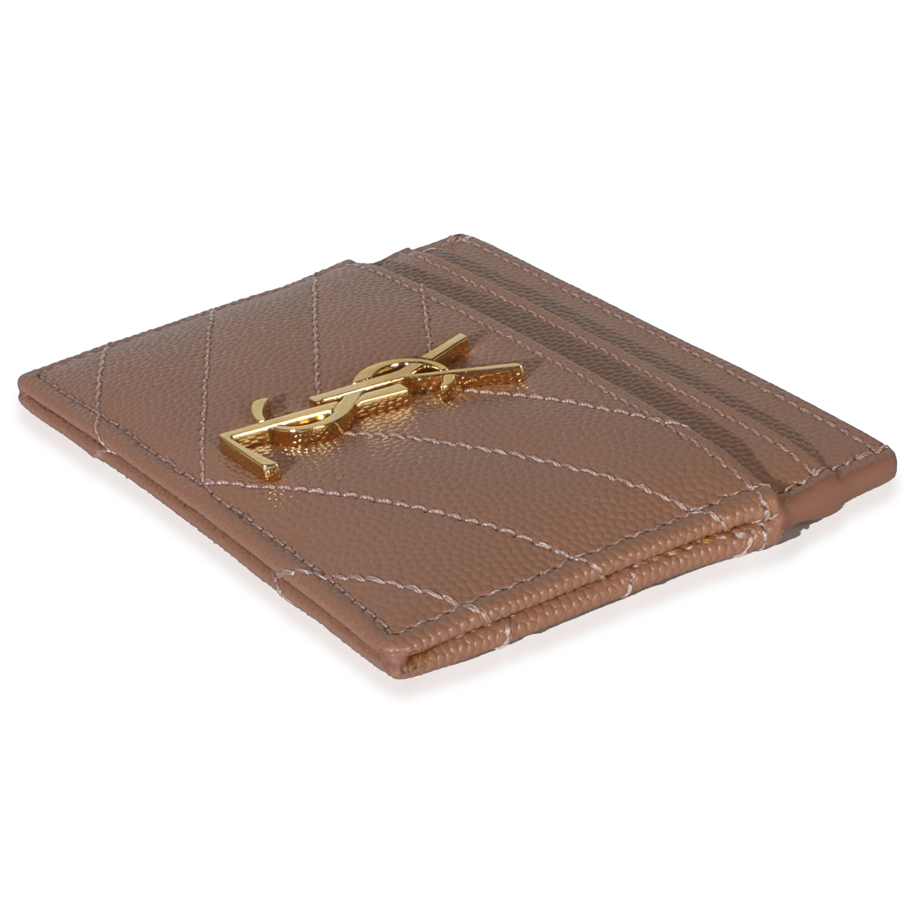 Saint Laurent Pale Pink Grain De Poudre Matelasse Cassandre Card Case