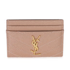 Saint Laurent Pale Pink Grain De Poudre Matelasse Cassandre Card Case