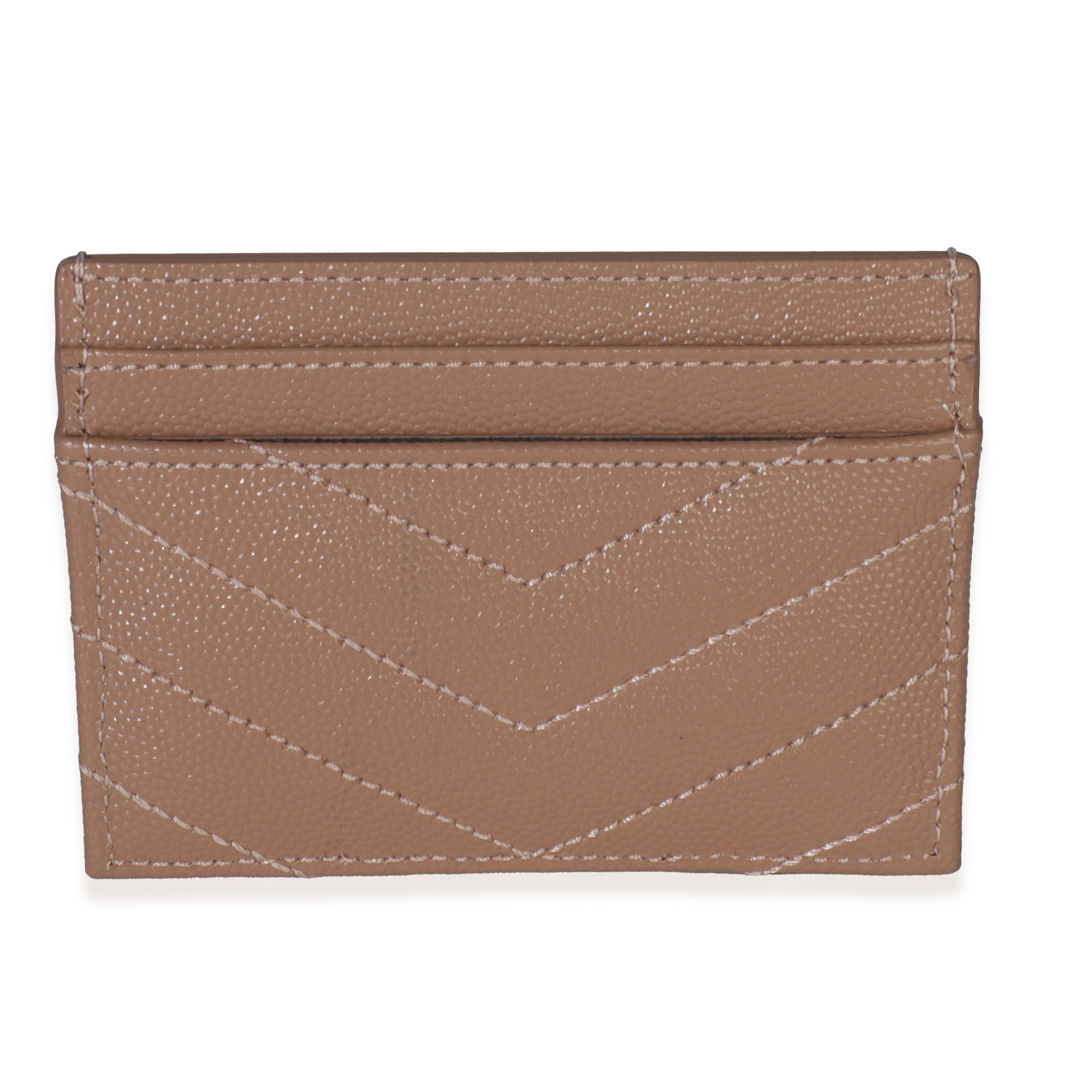 Saint Laurent Pale Pink Grain De Poudre Matelasse Cassandre Card Case