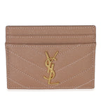 Saint Laurent Pale Pink Grain De Poudre Matelasse Cassandre Card Case