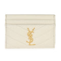 Saint Laurent Blanc Vintage Grain De Poudre Matelasse Cassandre Card Case