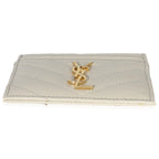 Saint Laurent Blanc Vintage Grain De Poudre Matelasse Cassandre Card Case
