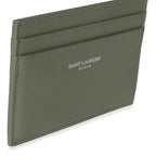 Saint Laurent Light Khaki Grain De Poudre Credit Card Case