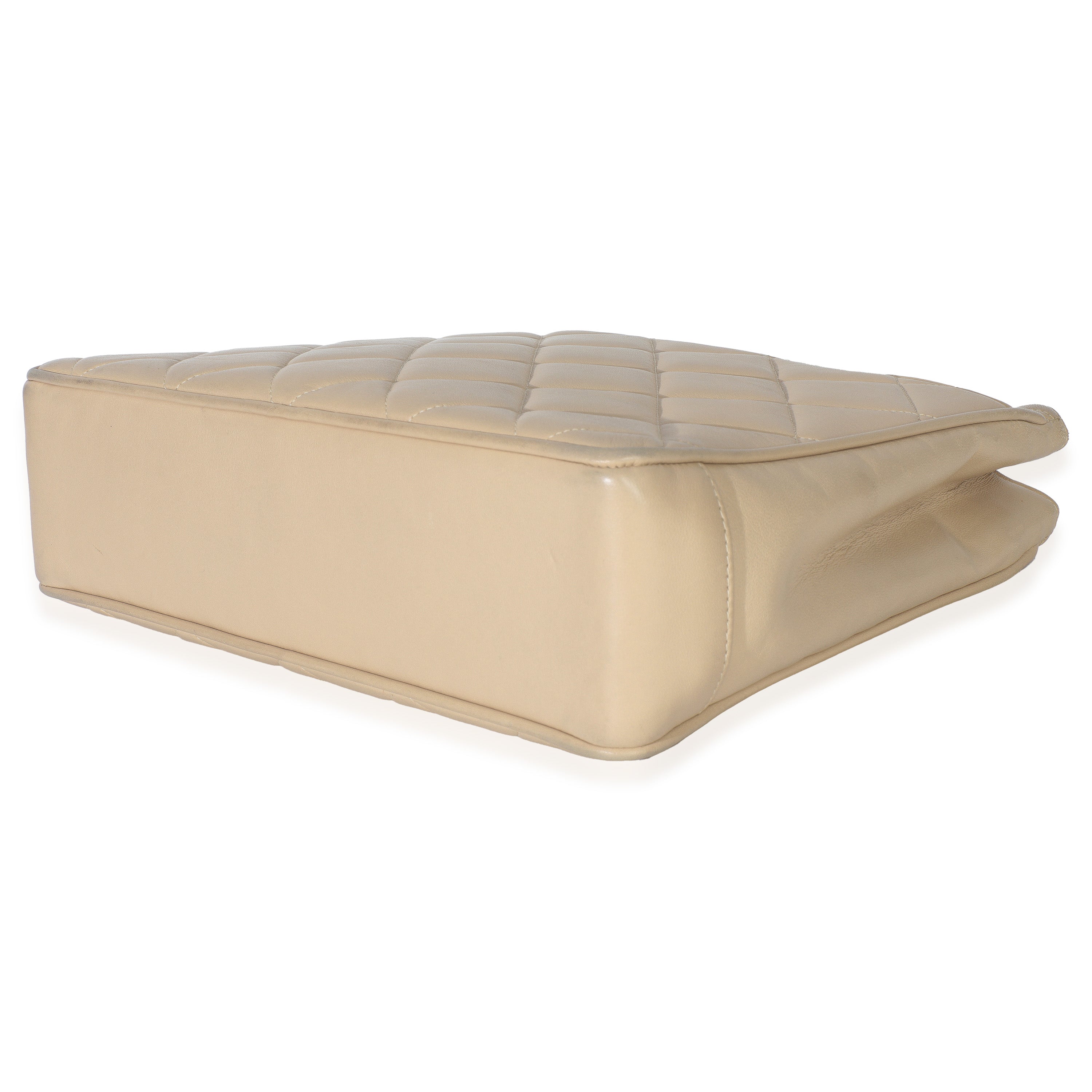 Chanel Vintage Beige Quilted Lambskin CC Shoulder Tote