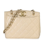 Chanel Vintage Beige Quilted Lambskin CC Shoulder Tote