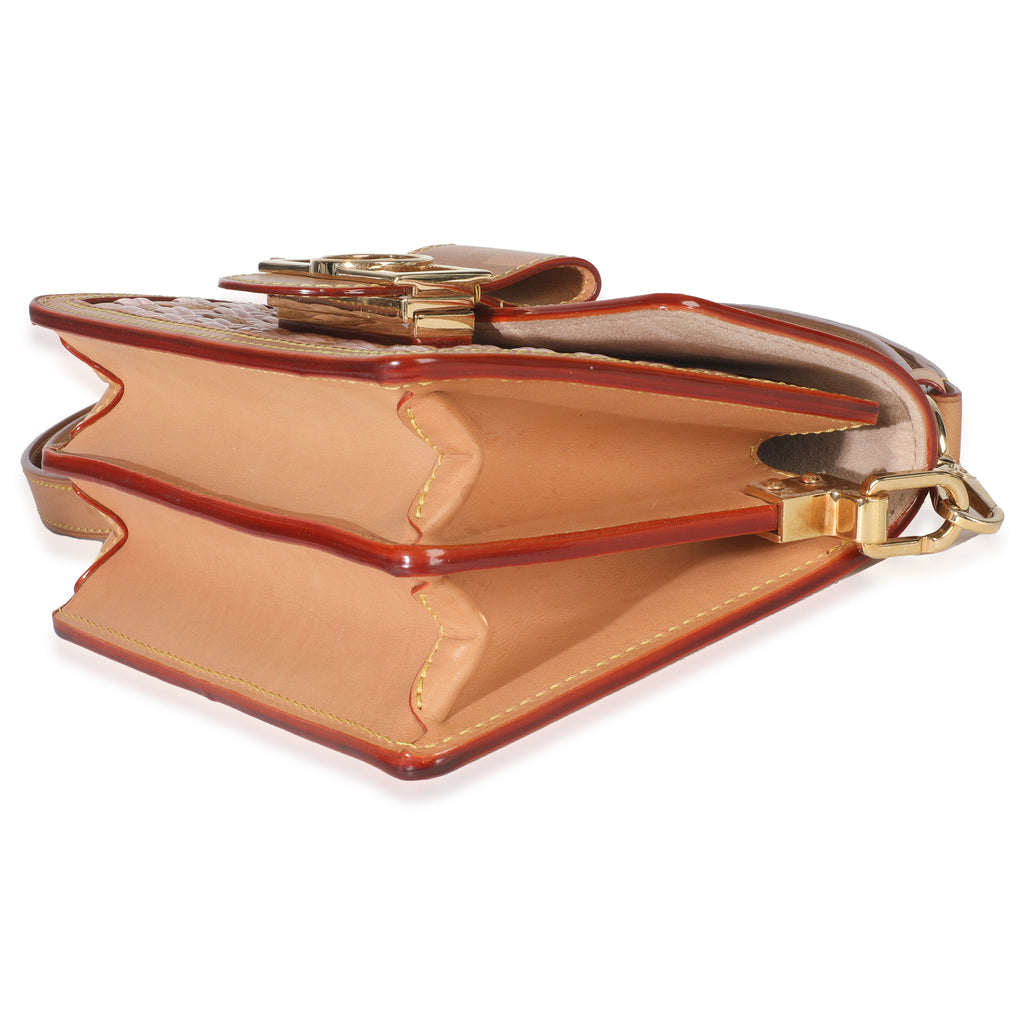 Louis Vuitton Pink Brown Leather Woven Dauphine PM