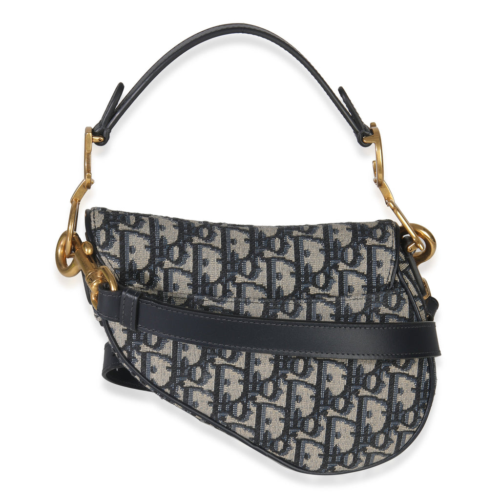 Christian Dior Blue Oblique Canvas Mini Saddle Bag