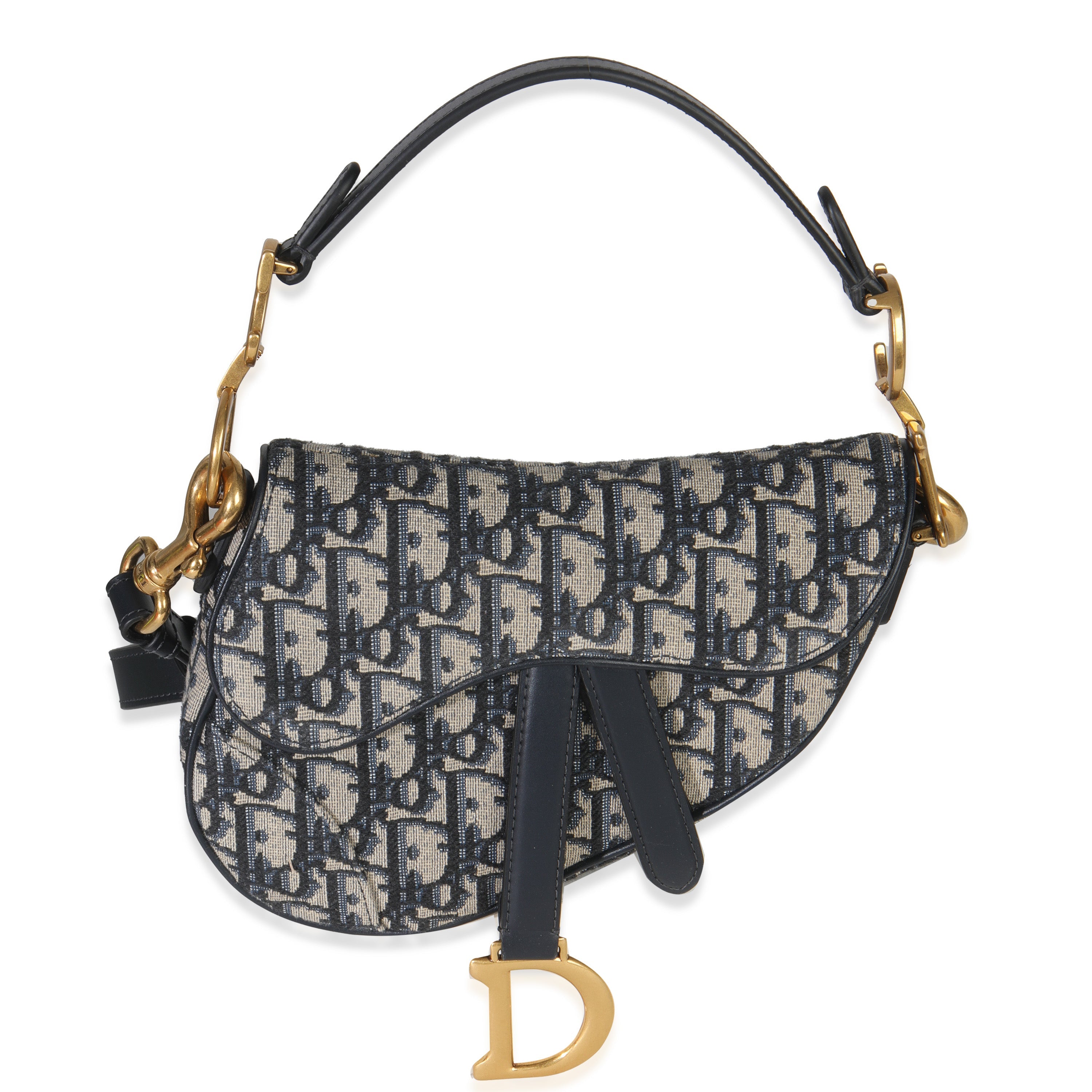 Christian Dior Blue Oblique Canvas Mini Saddle Bag