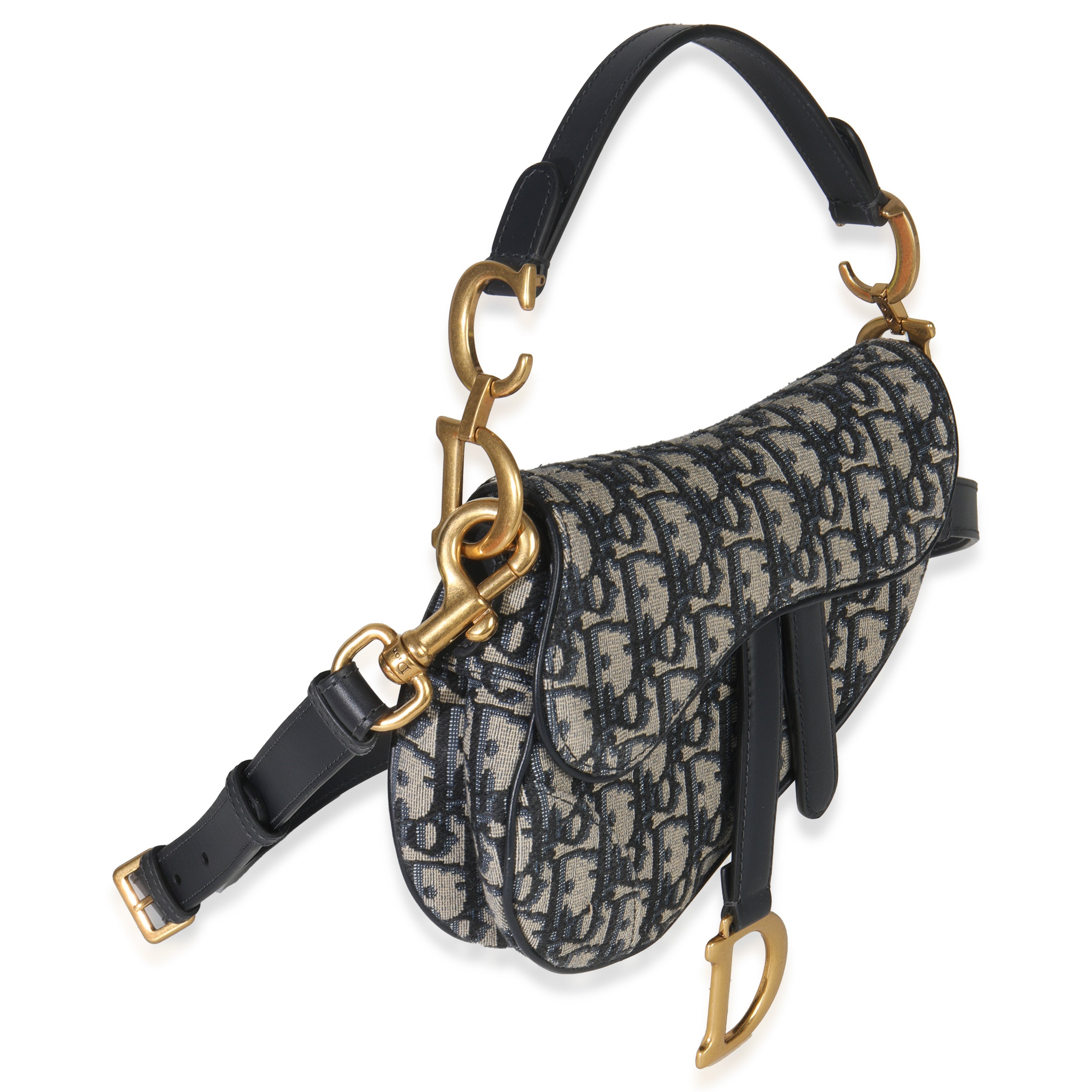 Christian Dior Blue Oblique Canvas Mini Saddle Bag