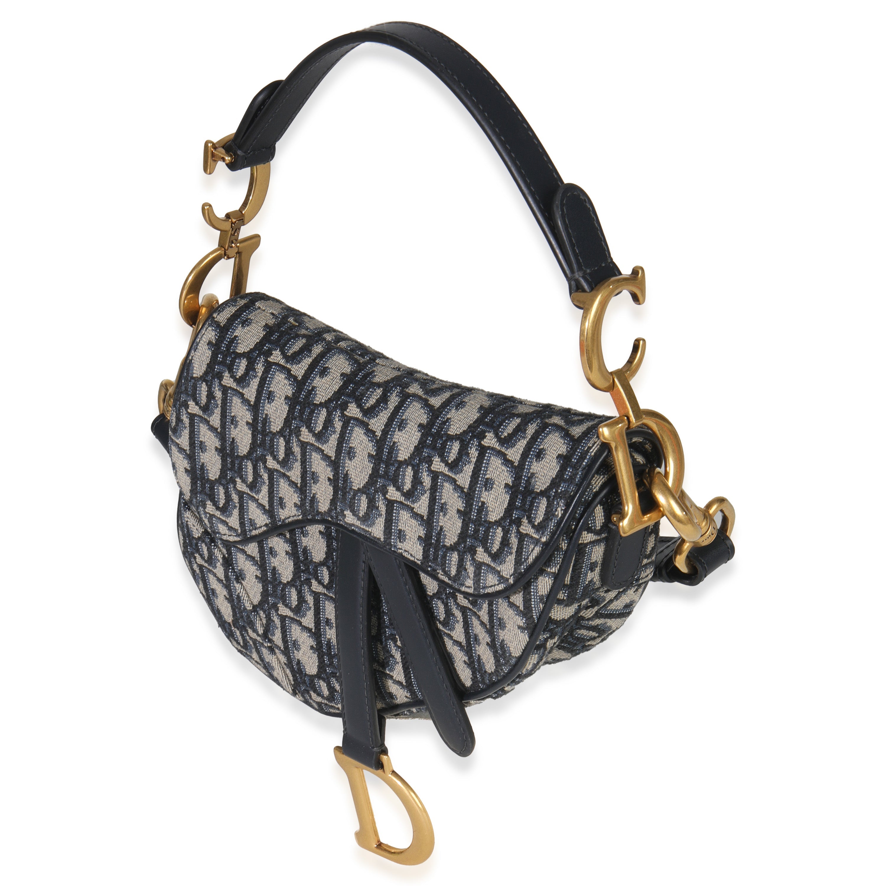 Christian Dior Blue Oblique Canvas Mini Saddle Bag