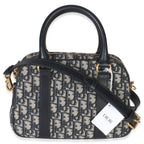 Christian Dior Navy Oblique Canvas Small D Vibe Bowling Bag