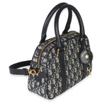 Christian Dior Navy Oblique Canvas Small D Vibe Bowling Bag