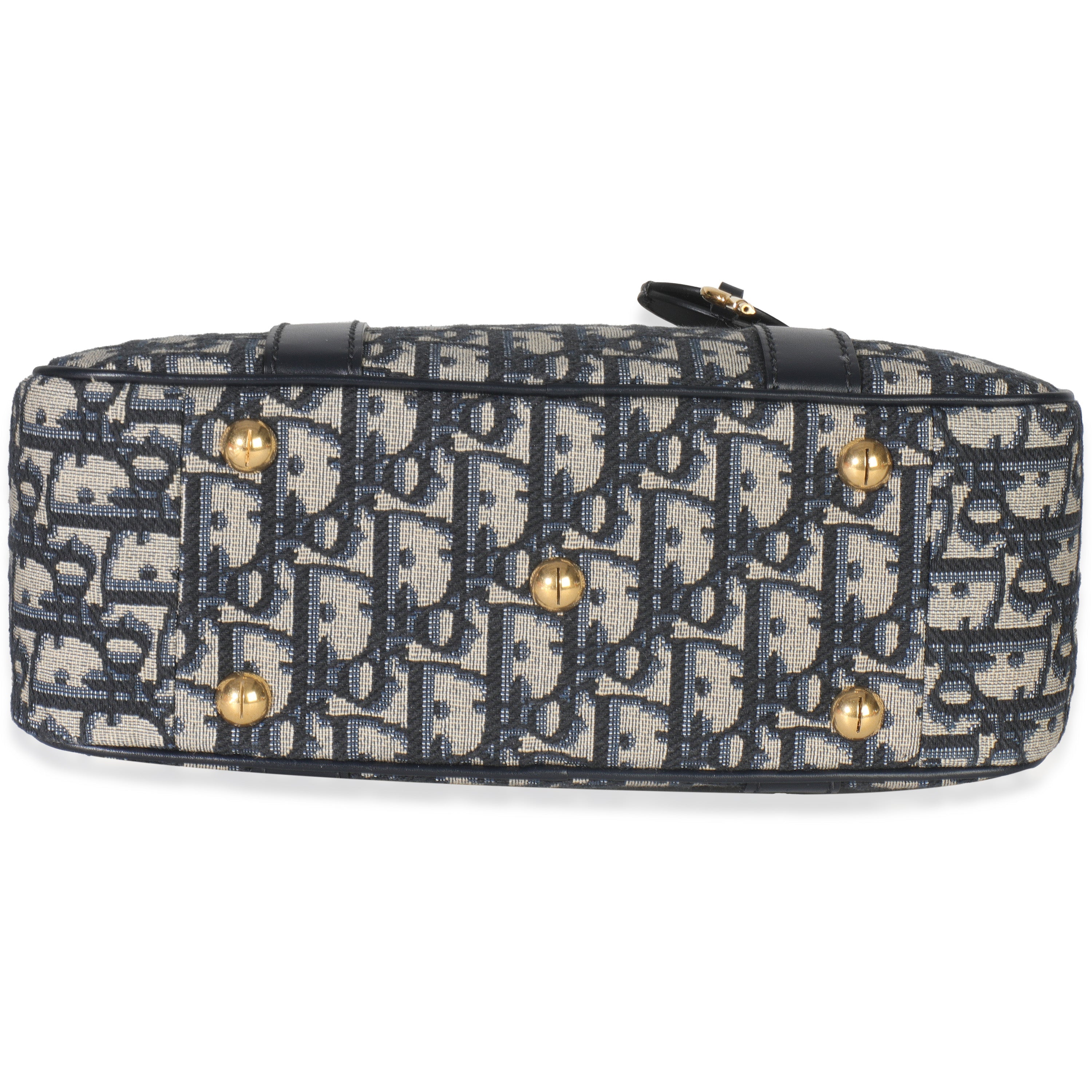 Christian Dior Navy Oblique Canvas Small D Vibe Bowling Bag
