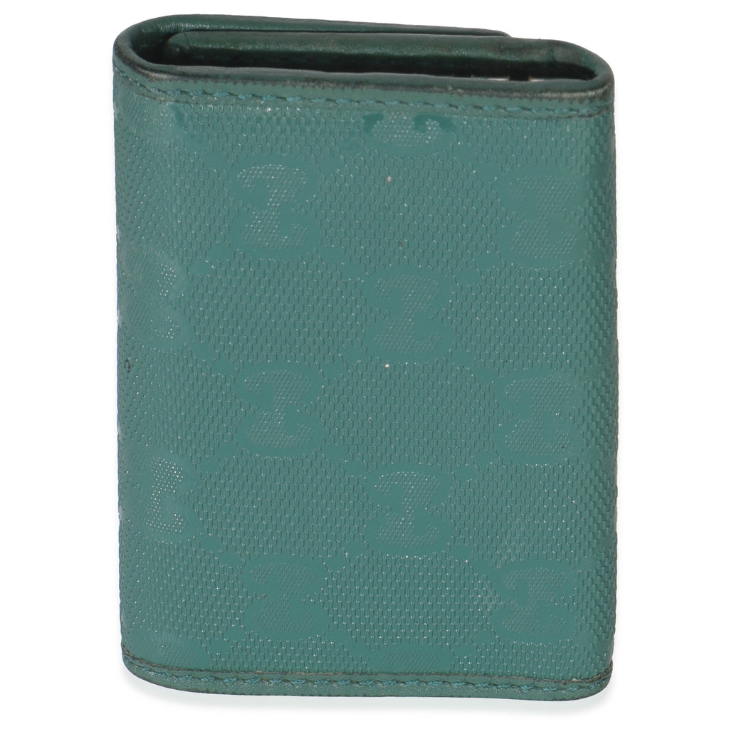Gucci Green Embossed GG Leather Key Holder