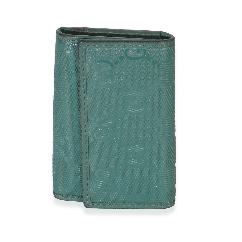 Gucci Green Embossed GG Leather Key Holder