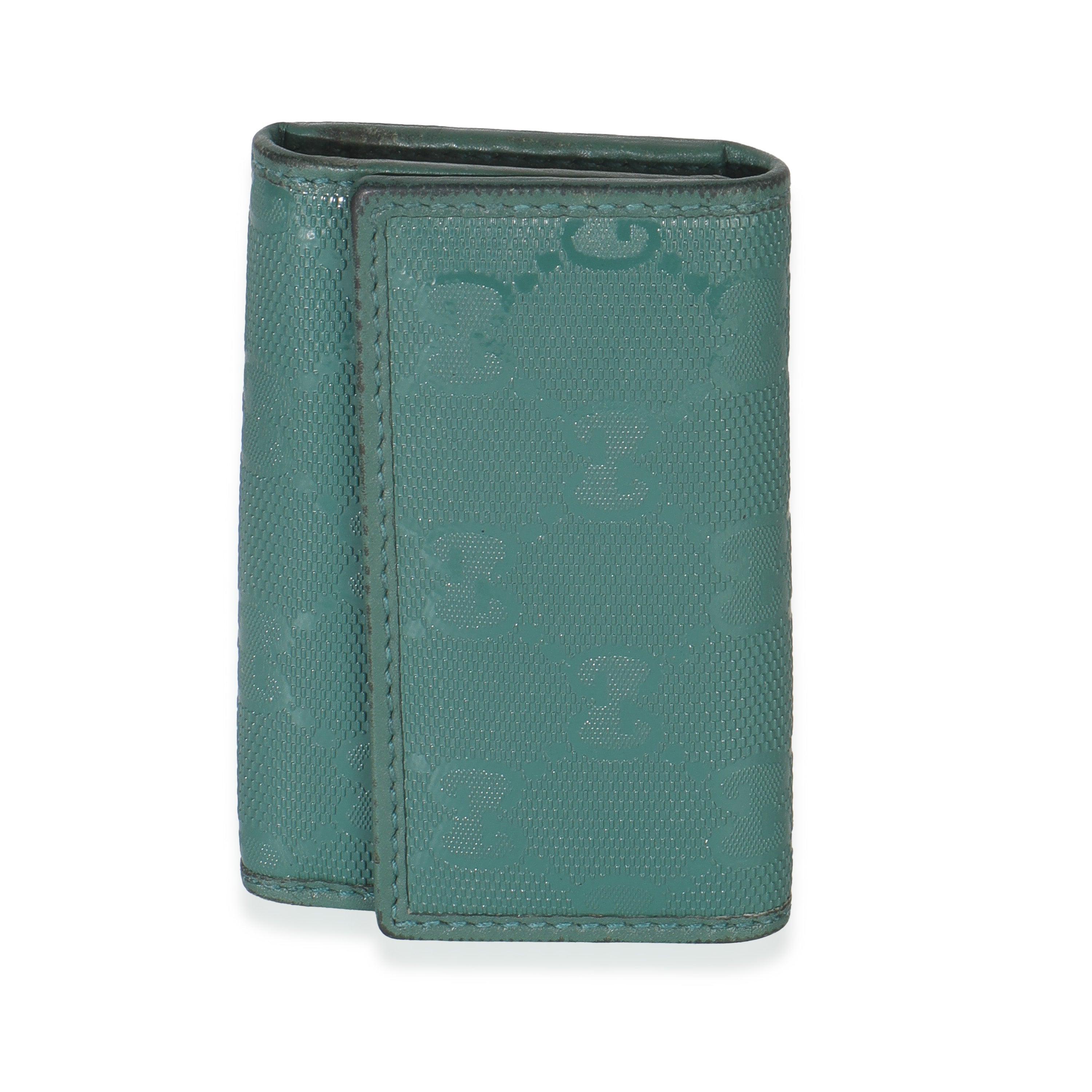 Gucci Green Embossed GG Leather Key Holder