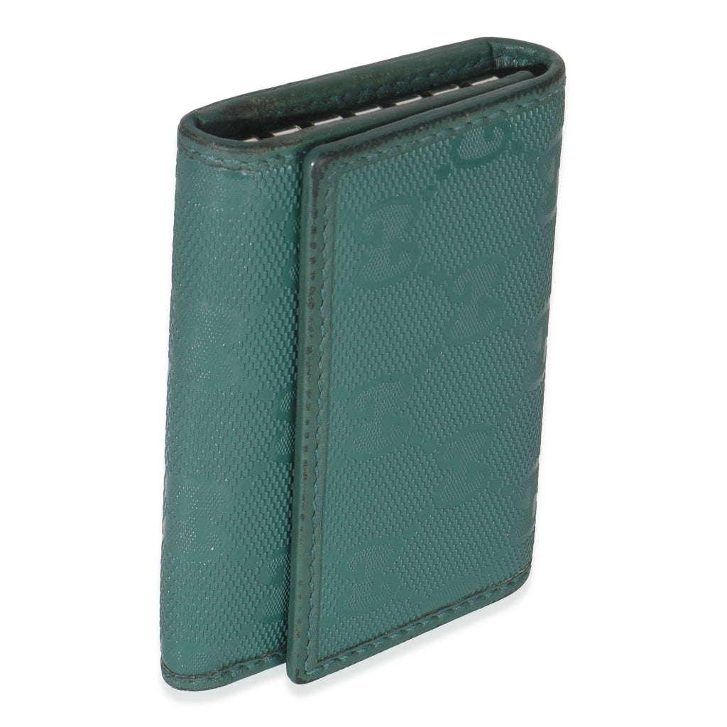 Gucci Green Embossed GG Leather Key Holder