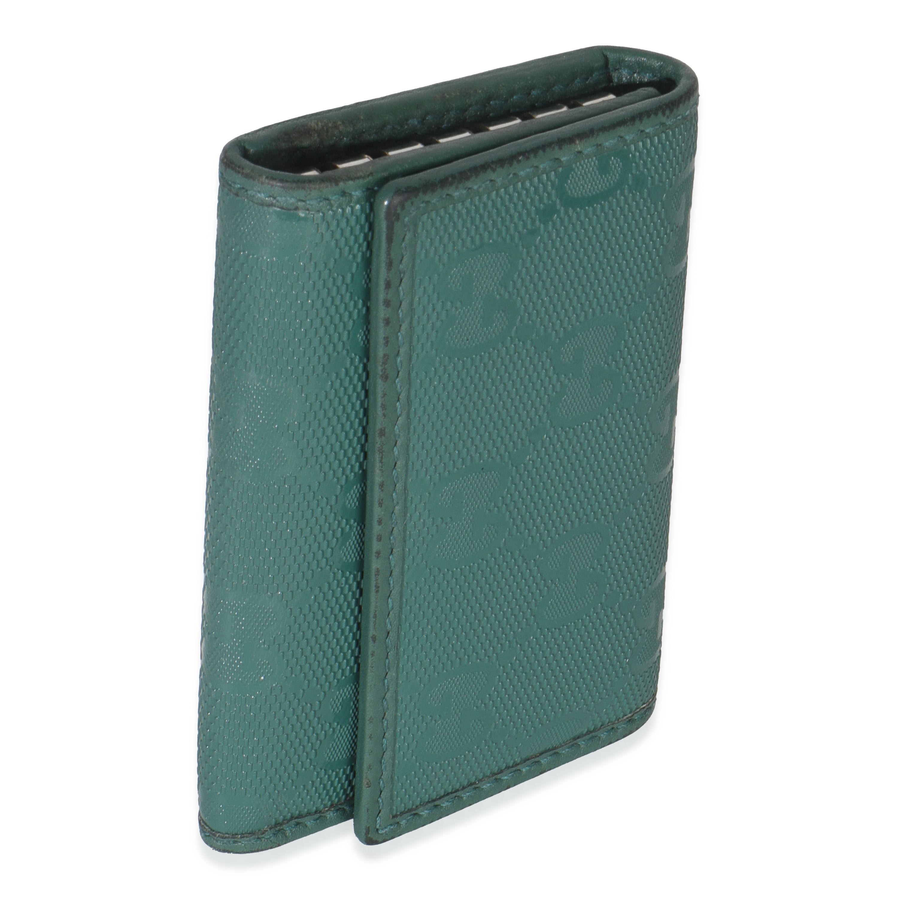 Gucci Green Embossed GG Leather Key Holder