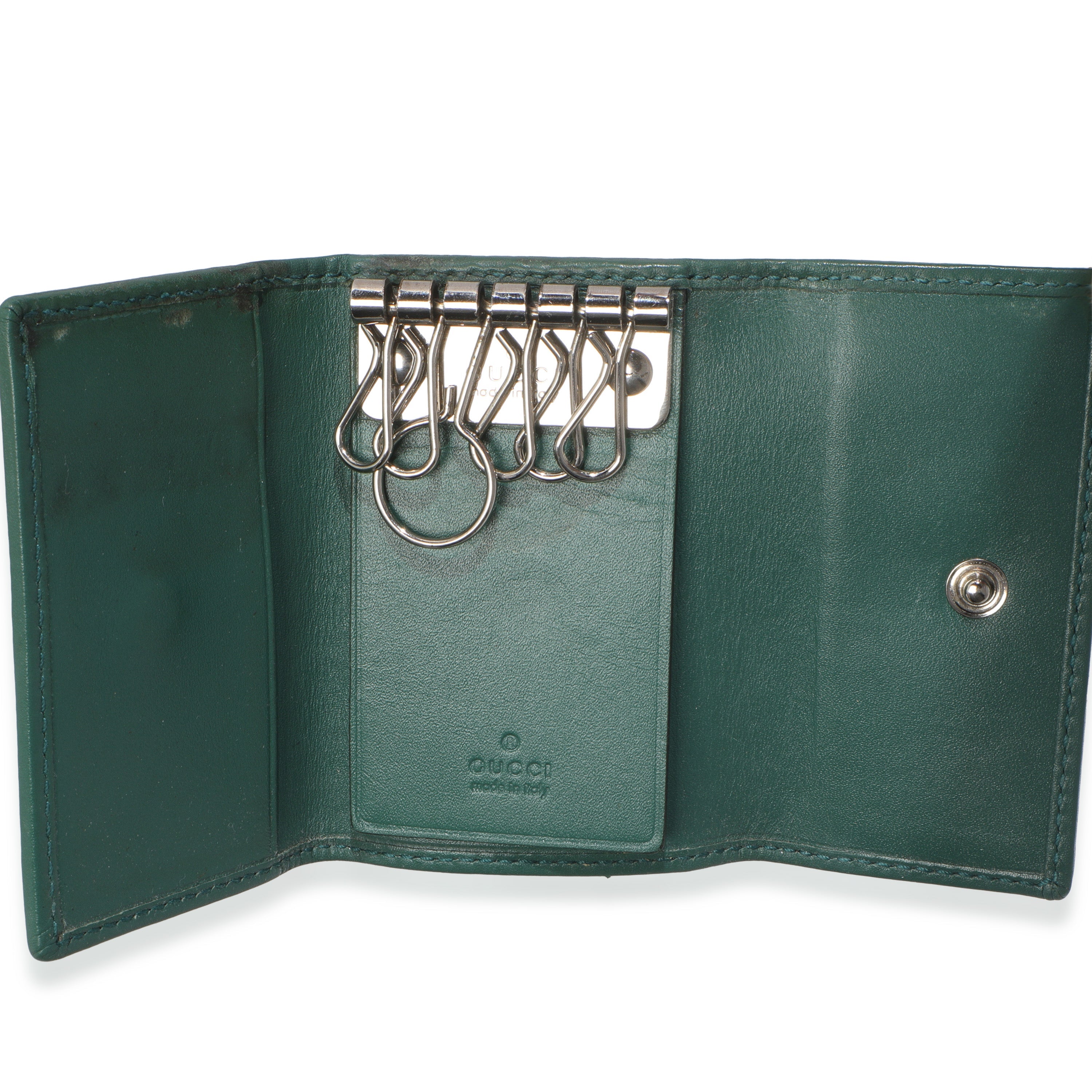 Gucci Green Embossed GG Leather Key Holder