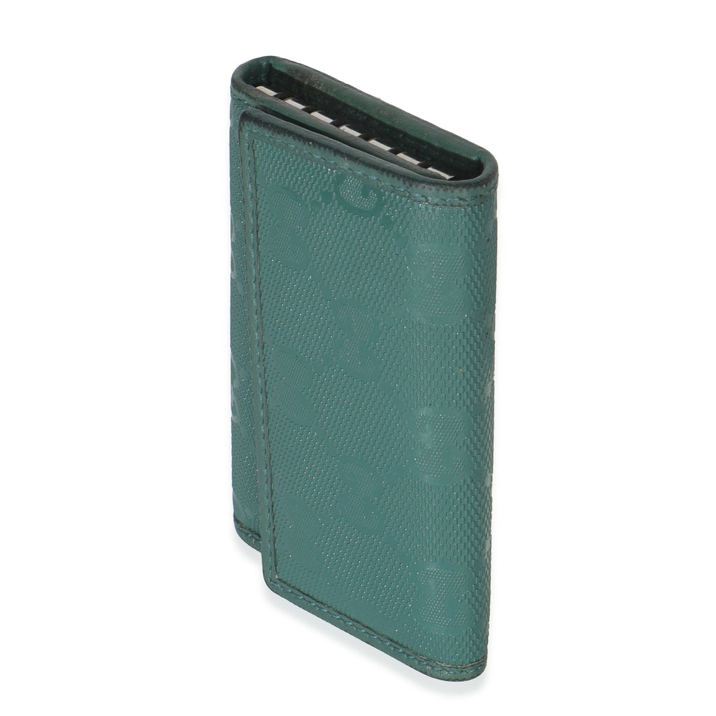 Gucci Green Embossed GG Leather Key Holder