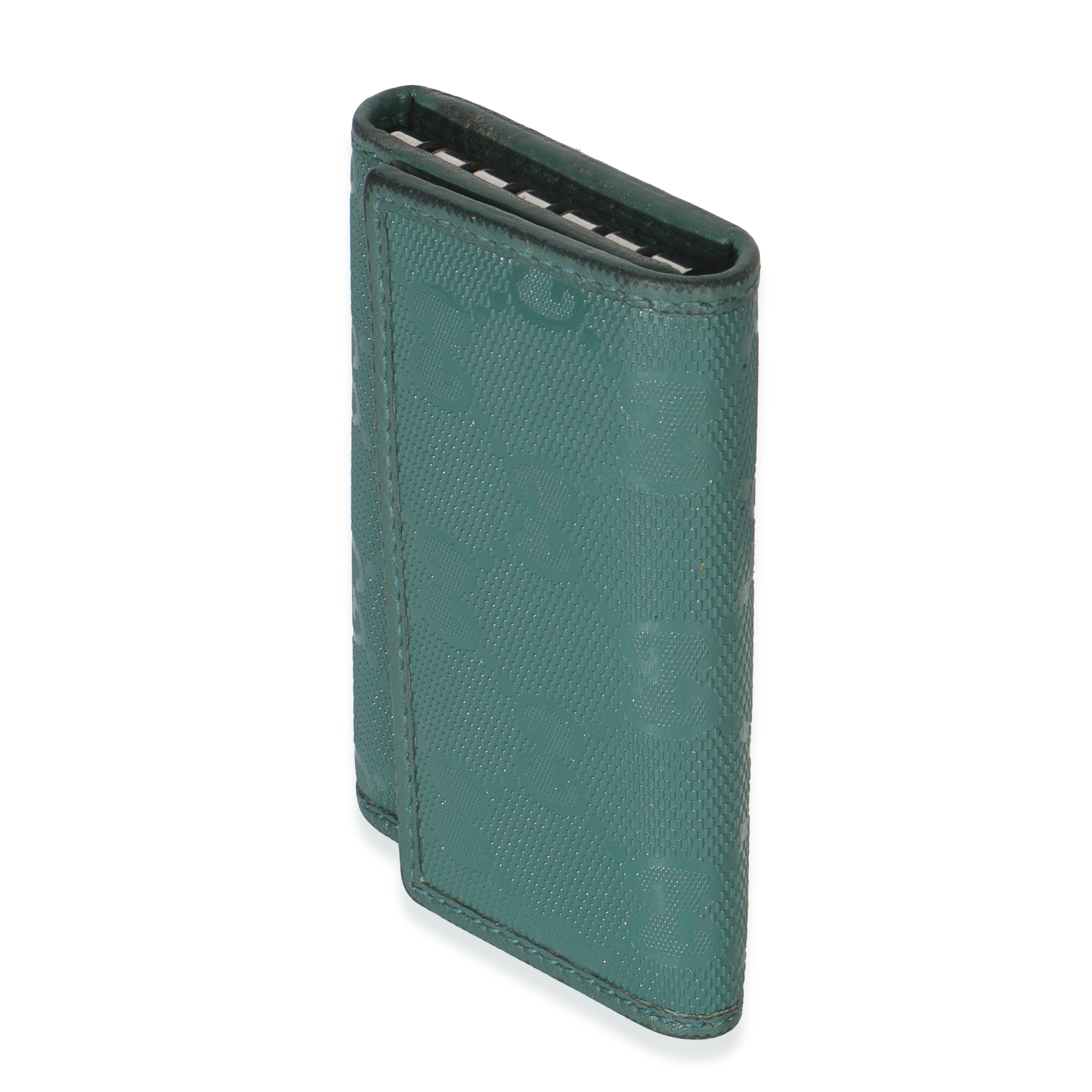 Gucci Green Embossed GG Leather Key Holder