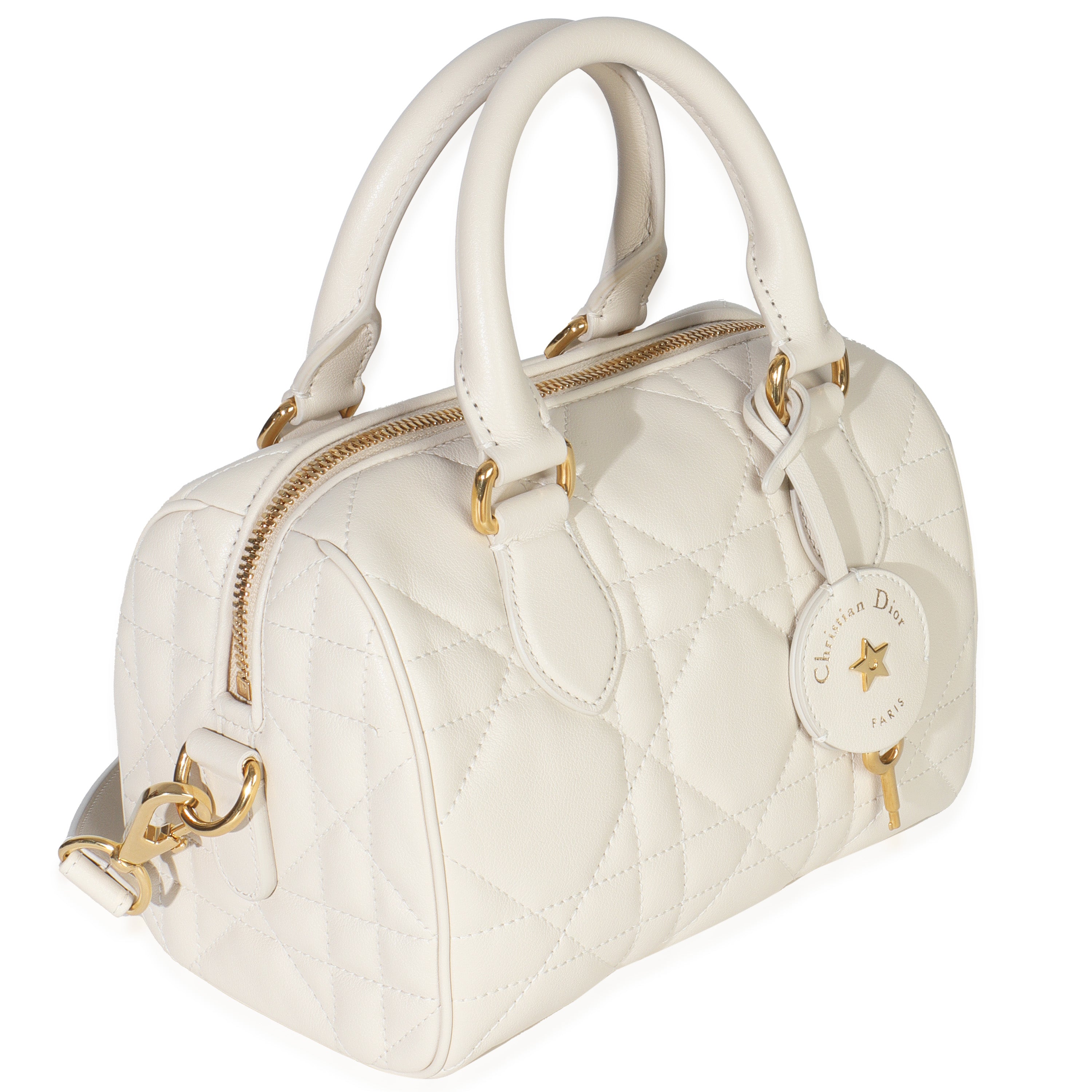 Christian Dior Dusty Ivory Macrocannage Calfskin Dior Groove 20 Bag