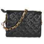 Louis Vuitton Black Monogram Embossed Lambskin Coussin PM
