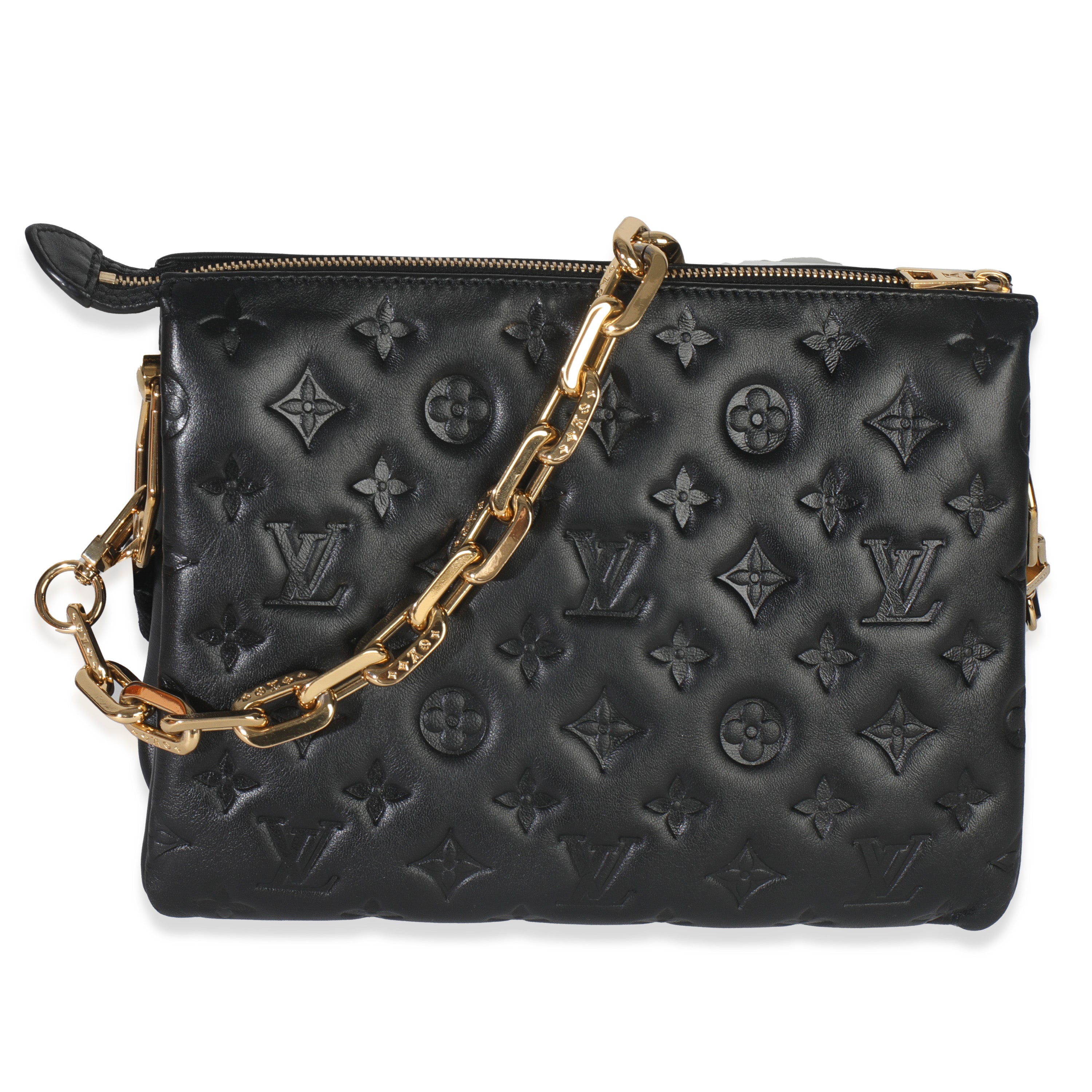 Louis Vuitton Black Monogram Embossed Lambskin Coussin PM