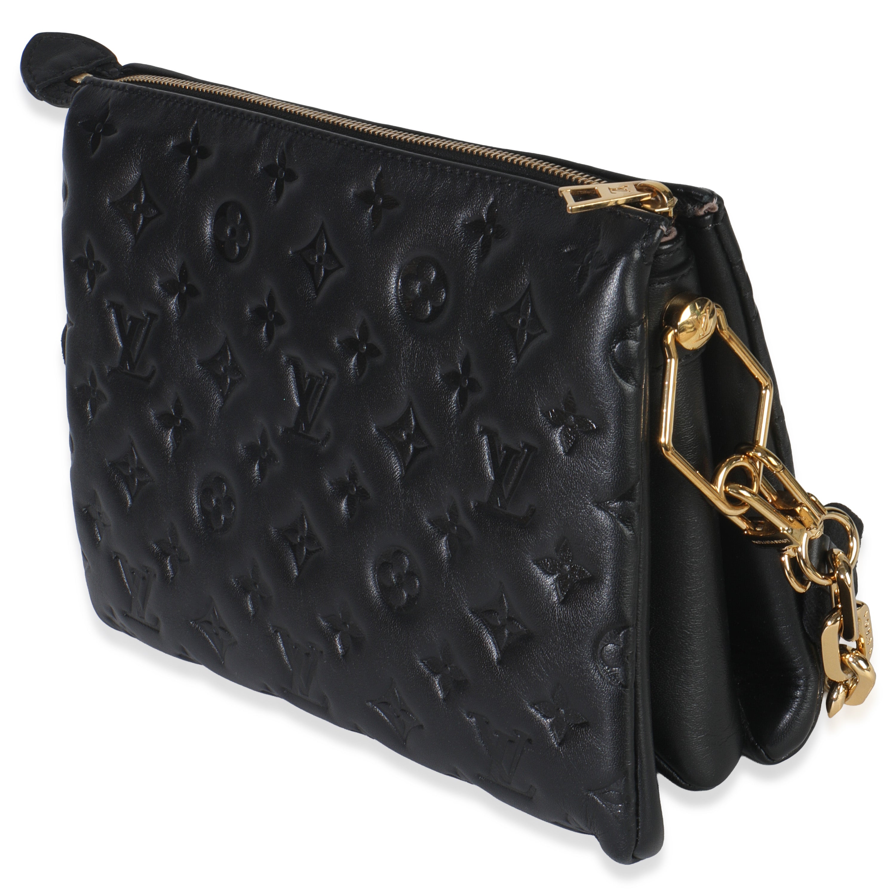 Louis Vuitton Black Monogram Embossed Lambskin Coussin PM