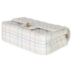 Chanel White Multicolor Calfskin Tweed Print Mini Rectangular Flap Bag