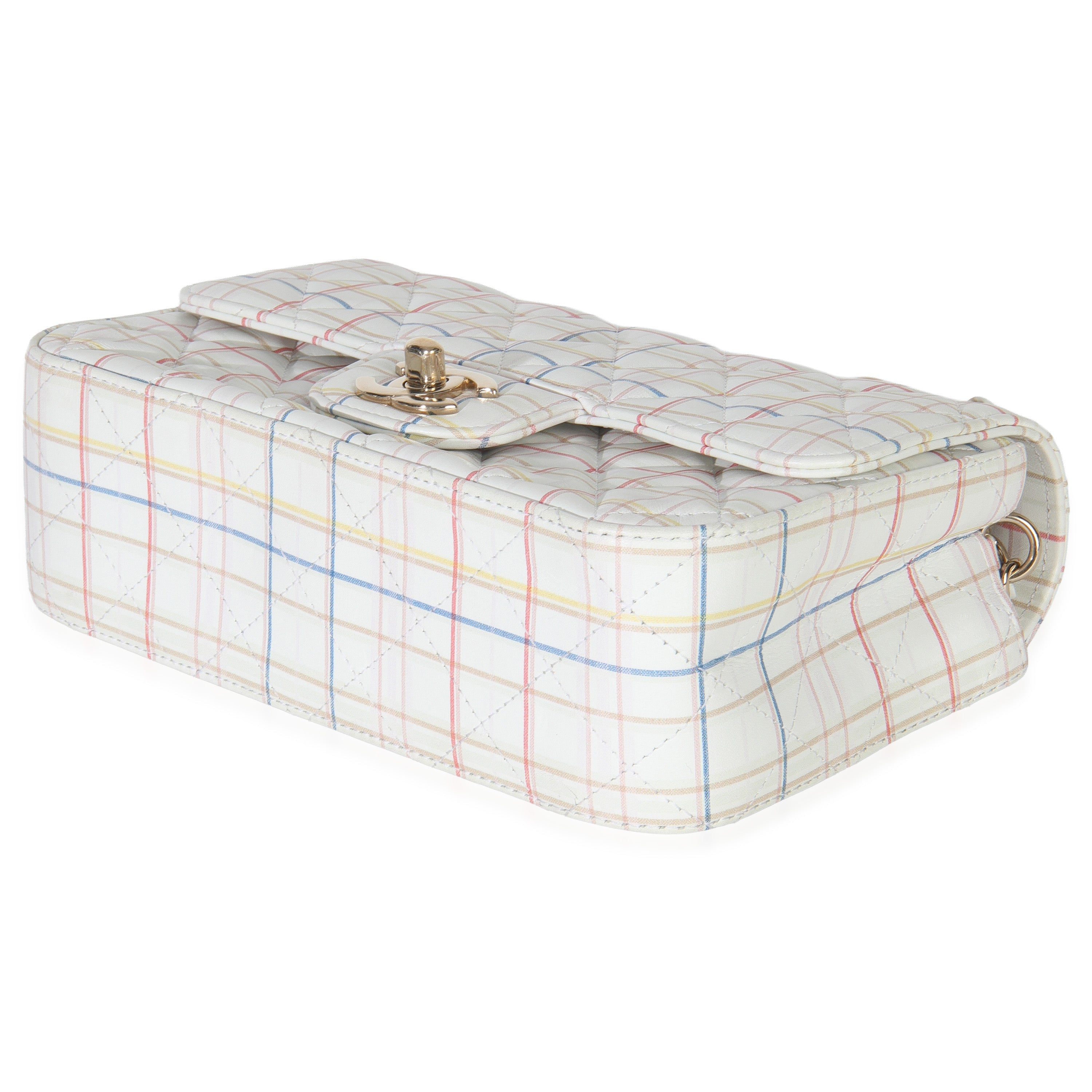 Chanel White Multicolor Calfskin Tweed Print Mini Rectangular Flap Bag