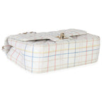 Chanel White Multicolor Calfskin Tweed Print Mini Rectangular Flap Bag