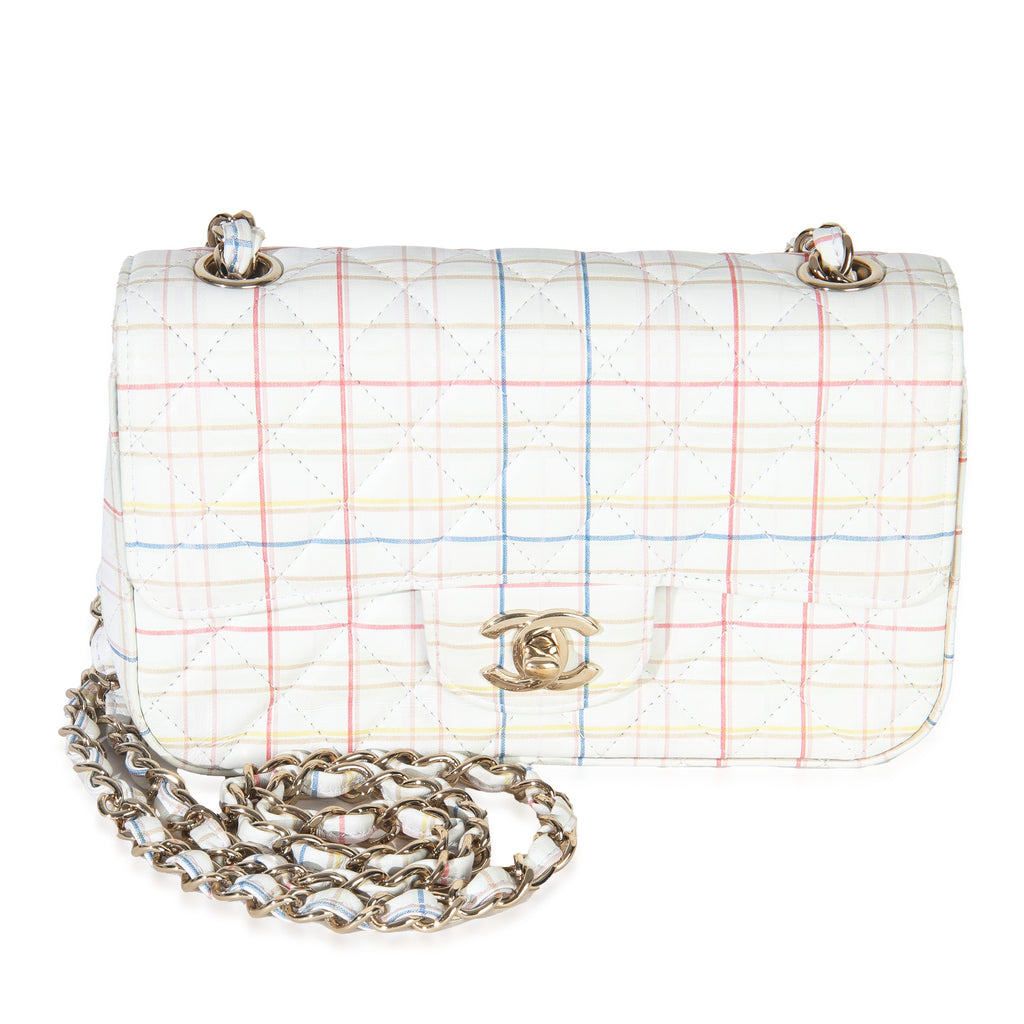 Chanel White Multicolor Calfskin Tweed Print Mini Rectangular Flap Bag