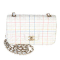 Chanel White Multicolor Calfskin Tweed Print Mini Rectangular Flap Bag