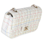 Chanel White Multicolor Calfskin Tweed Print Mini Rectangular Flap Bag