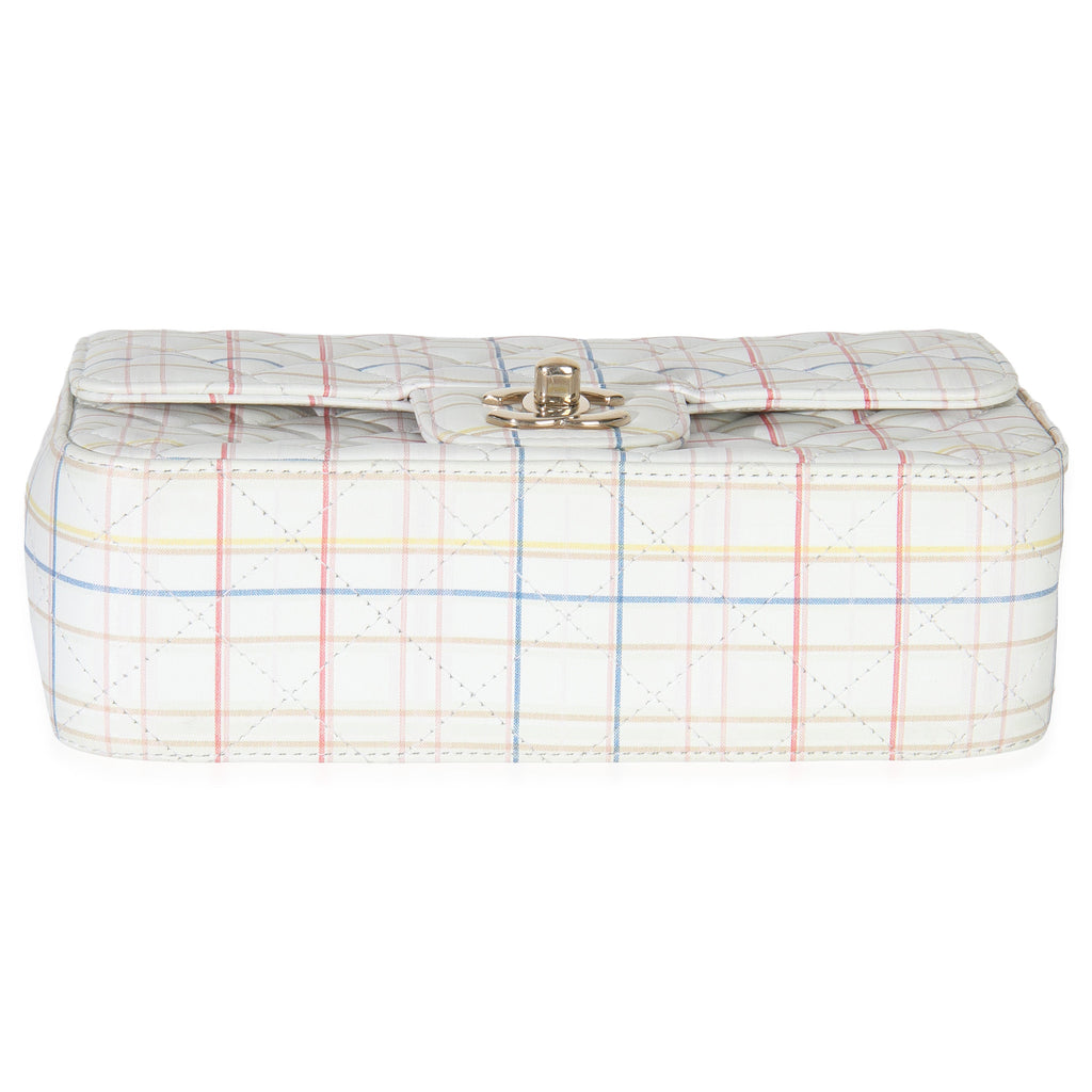 Chanel White Multicolor Calfskin Tweed Print Mini Rectangular Flap Bag