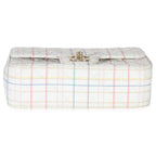 Chanel White Multicolor Calfskin Tweed Print Mini Rectangular Flap Bag