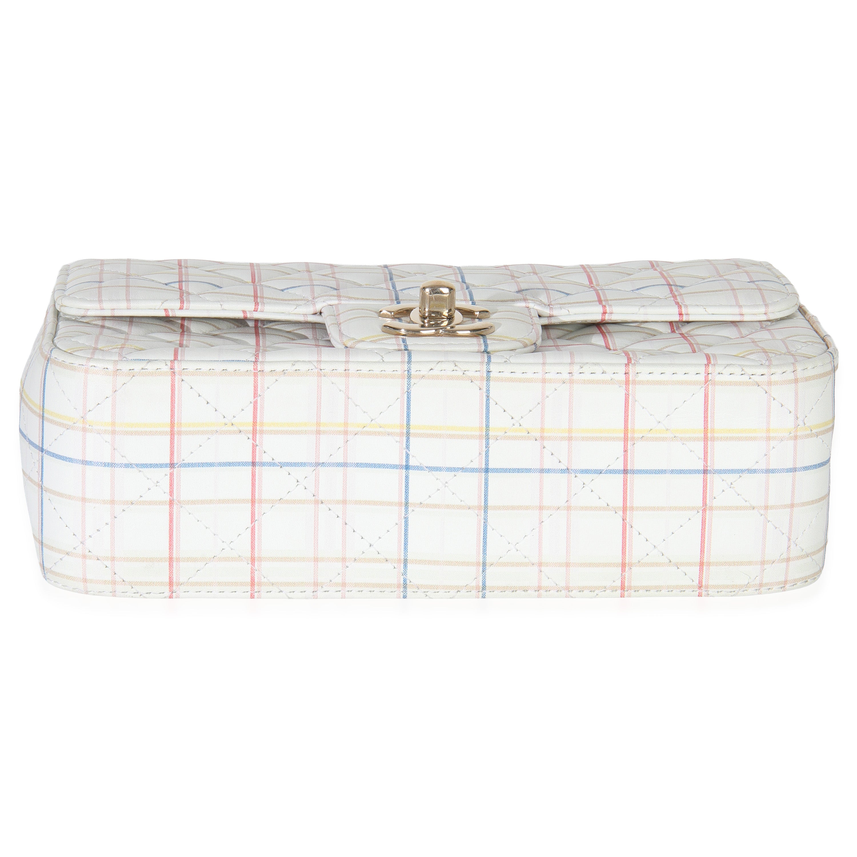 Chanel White Multicolor Calfskin Tweed Print Mini Rectangular Flap Bag